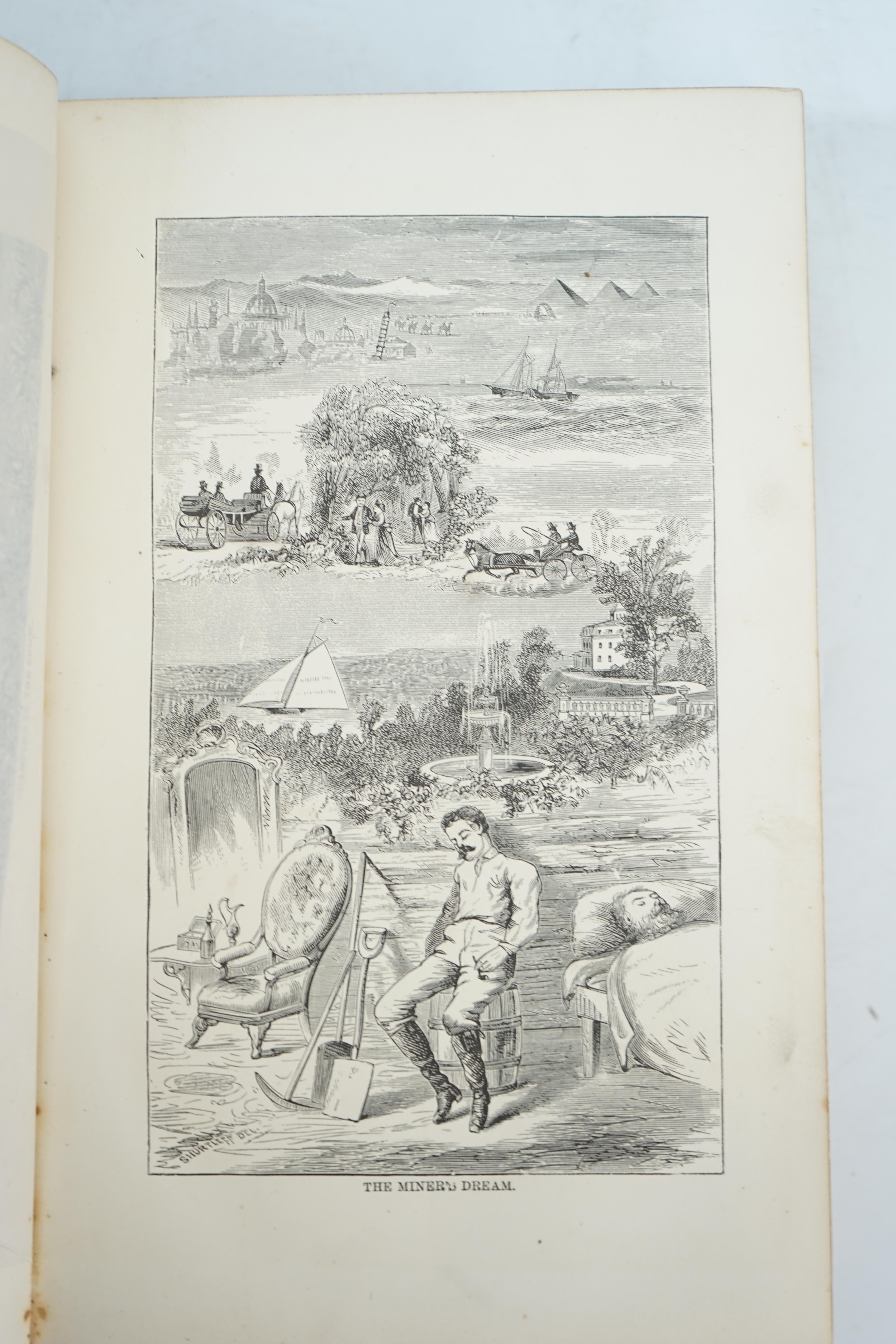 Twain, Mark [Samuel L. Clemens] - Roughing it, 8vo, calf, backstrip torn, boards scuffed, front inner hinge weak, front fly leaf with ink ownership inscription - ‘’John R. Baldwin, Christmas 1872’’, American Publishing C